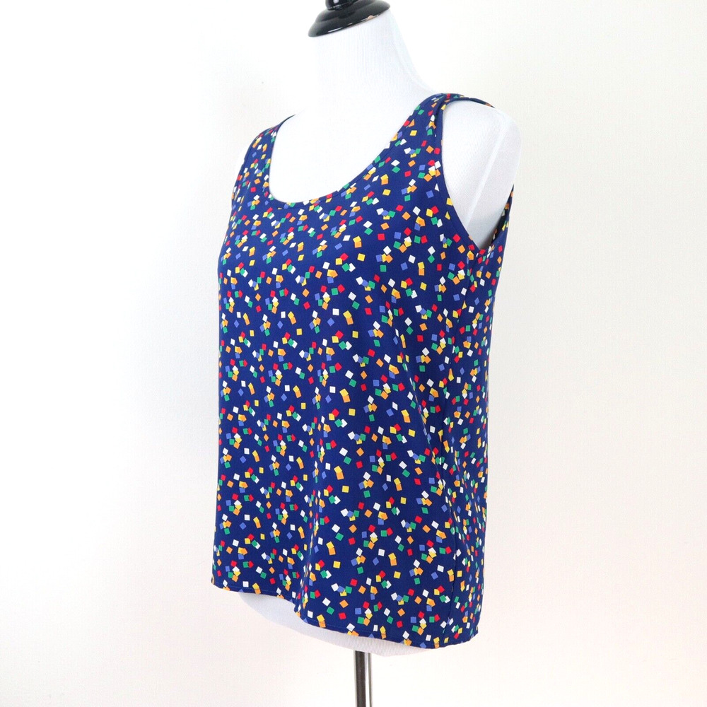 Vintage 1980s Raoul Size 10 Novelty Print Tank Top Scoop Neck Blue